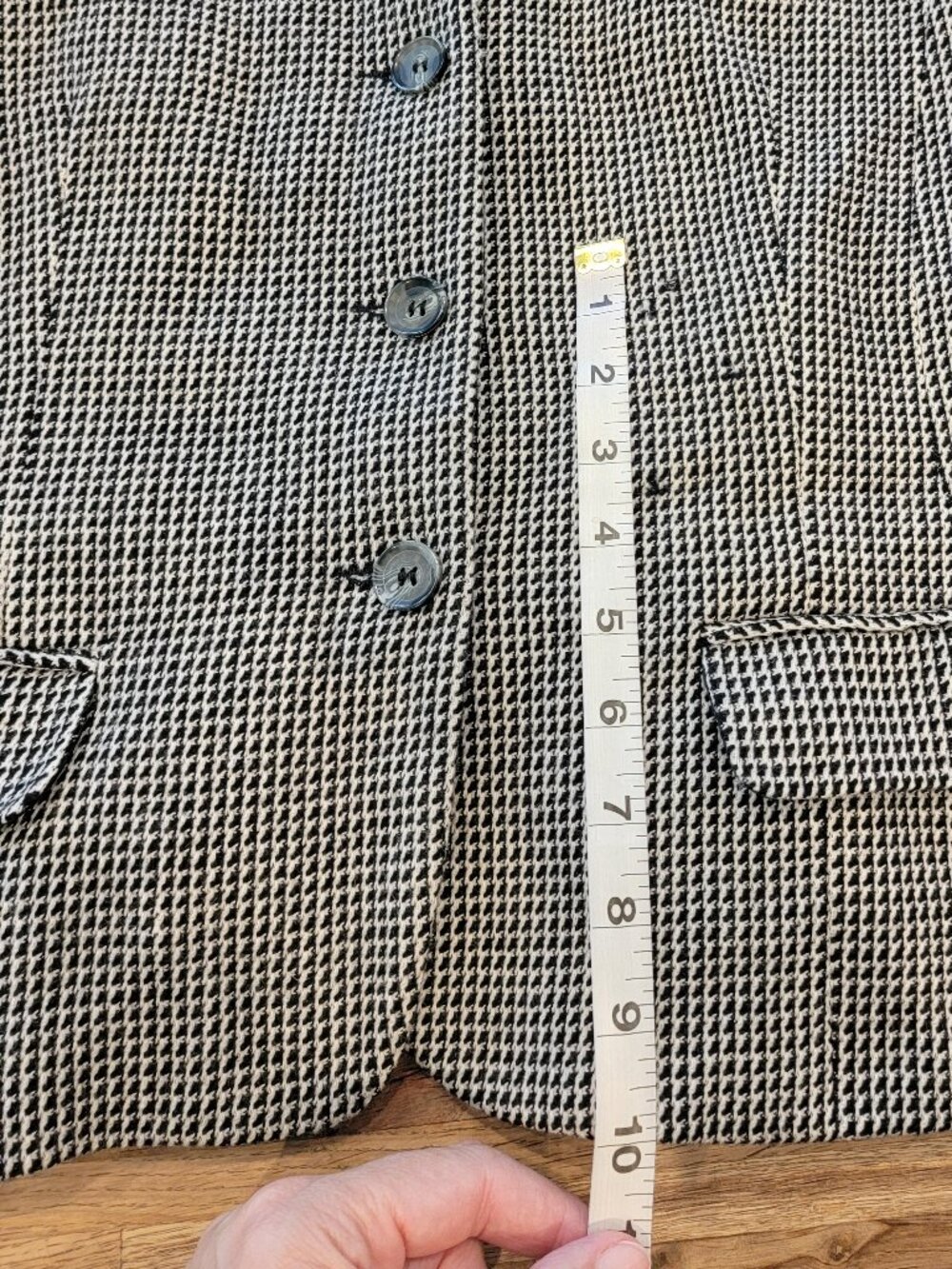 Harve Benard Wool Houndstooth 4 Button Women's Blazer Jacket - Picture 6 of 8